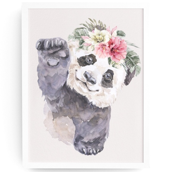 Other - Watercolor Floral Panda Wall Art Illustration Print Poster Card Unframed